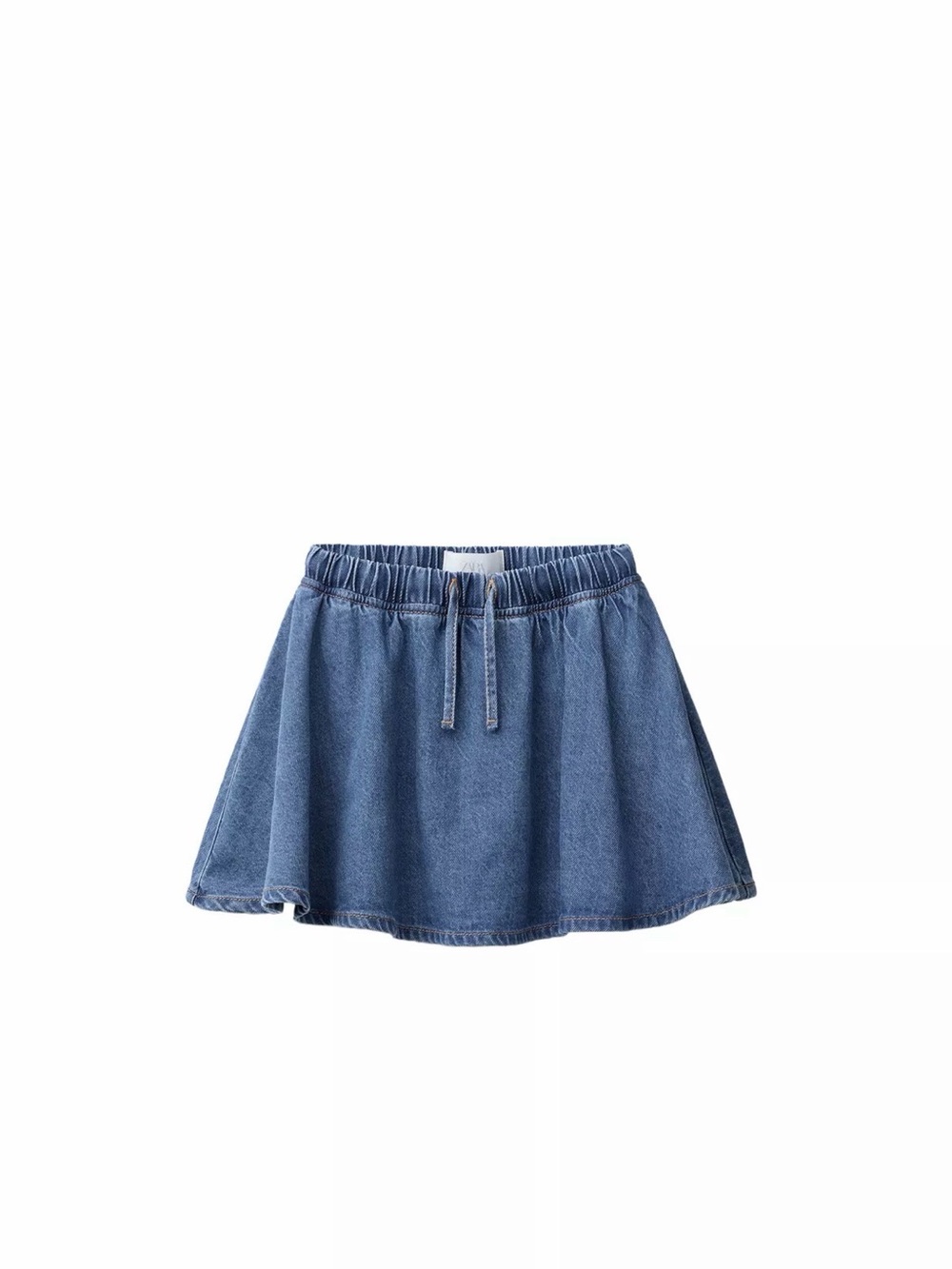 Zara Blue Denim Drawstring Skater Skirt